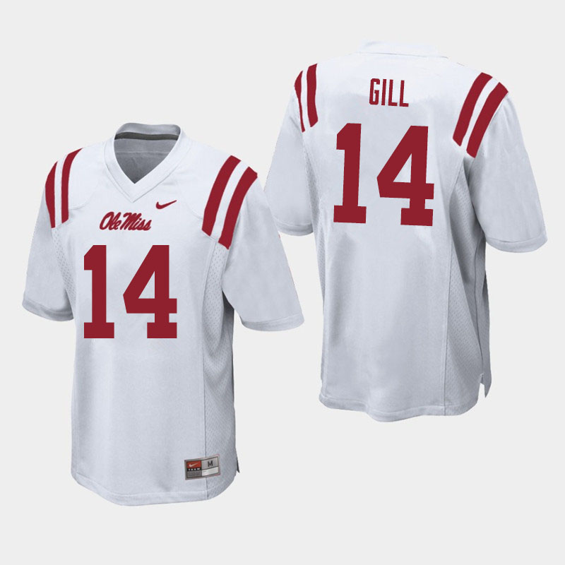 Daylen Gill Ole Miss Rebels NCAA Men's White #14 Stitched Limited College Football Jersey QMZ4158UL
